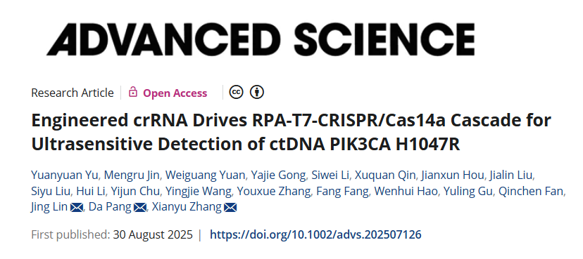crRNA驱动级联反应实现ctDNA中PIK3CA H1047R突变的超灵敏检测