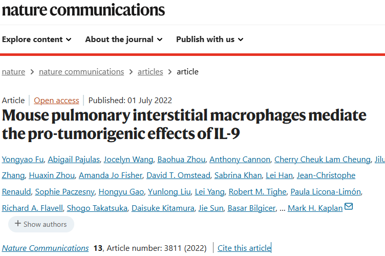 小鼠肺间质巨噬细胞介导IL-9的促肿瘤作用