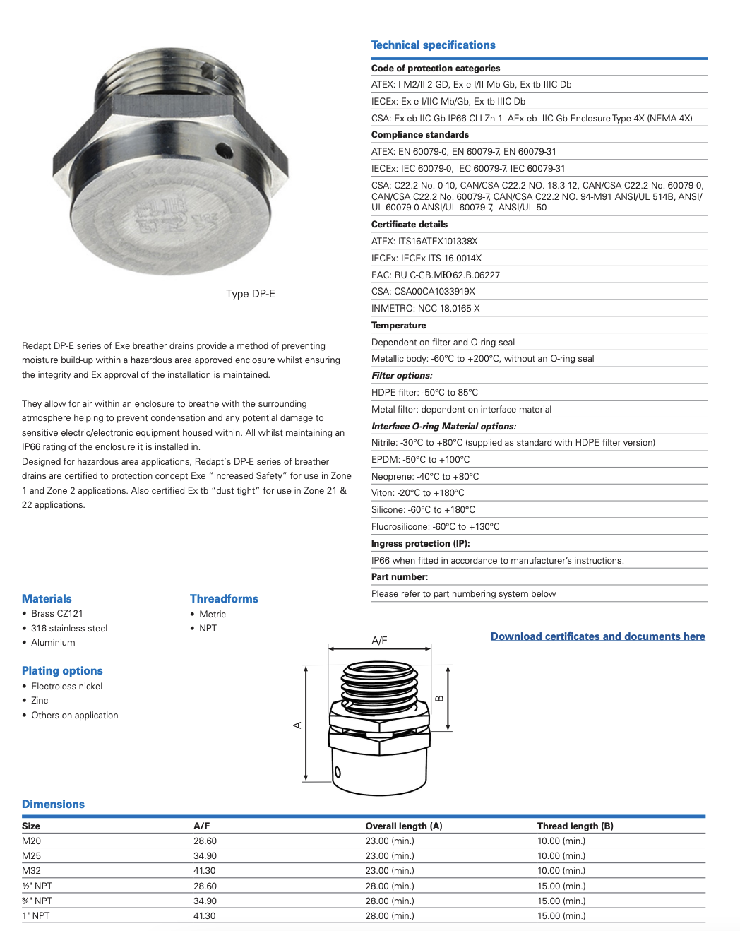 DPE3004S3 DRAIN呼吸阀M20