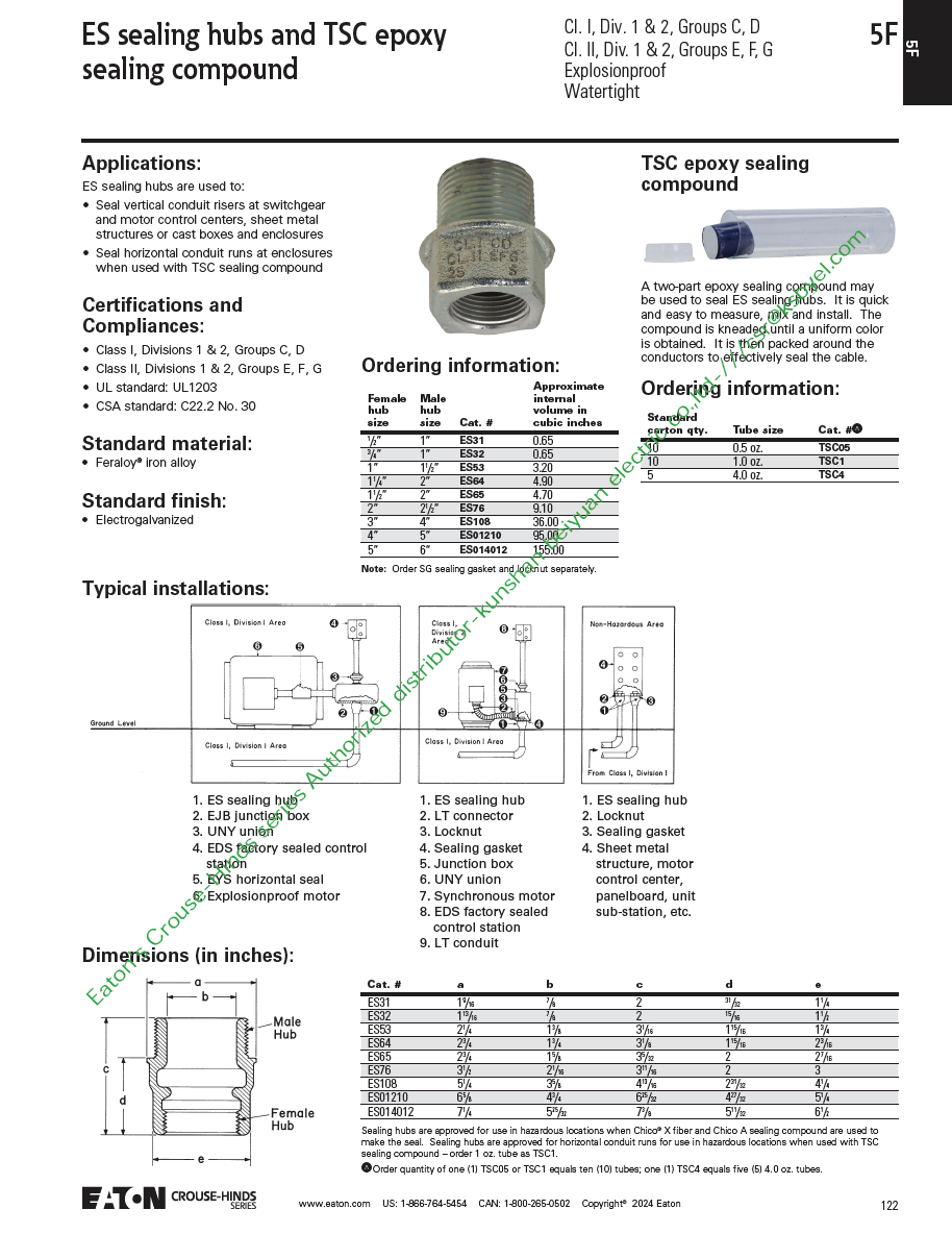 ES01210 -ES014012 sealing hub UL密封接头